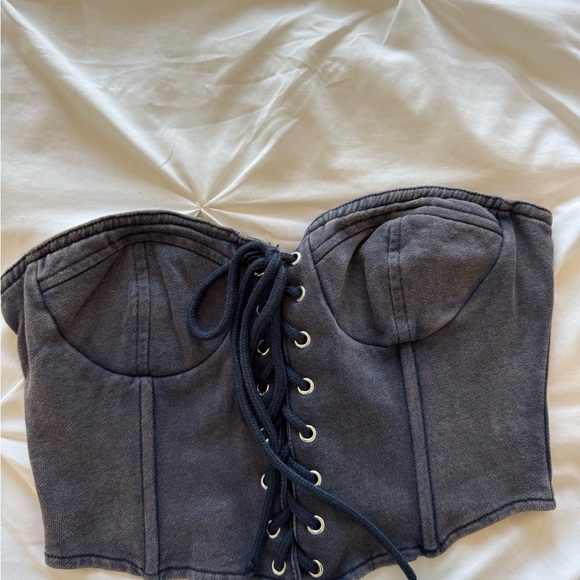 Emory Park Navy Zippered Corset Top - Picture 3 of 5